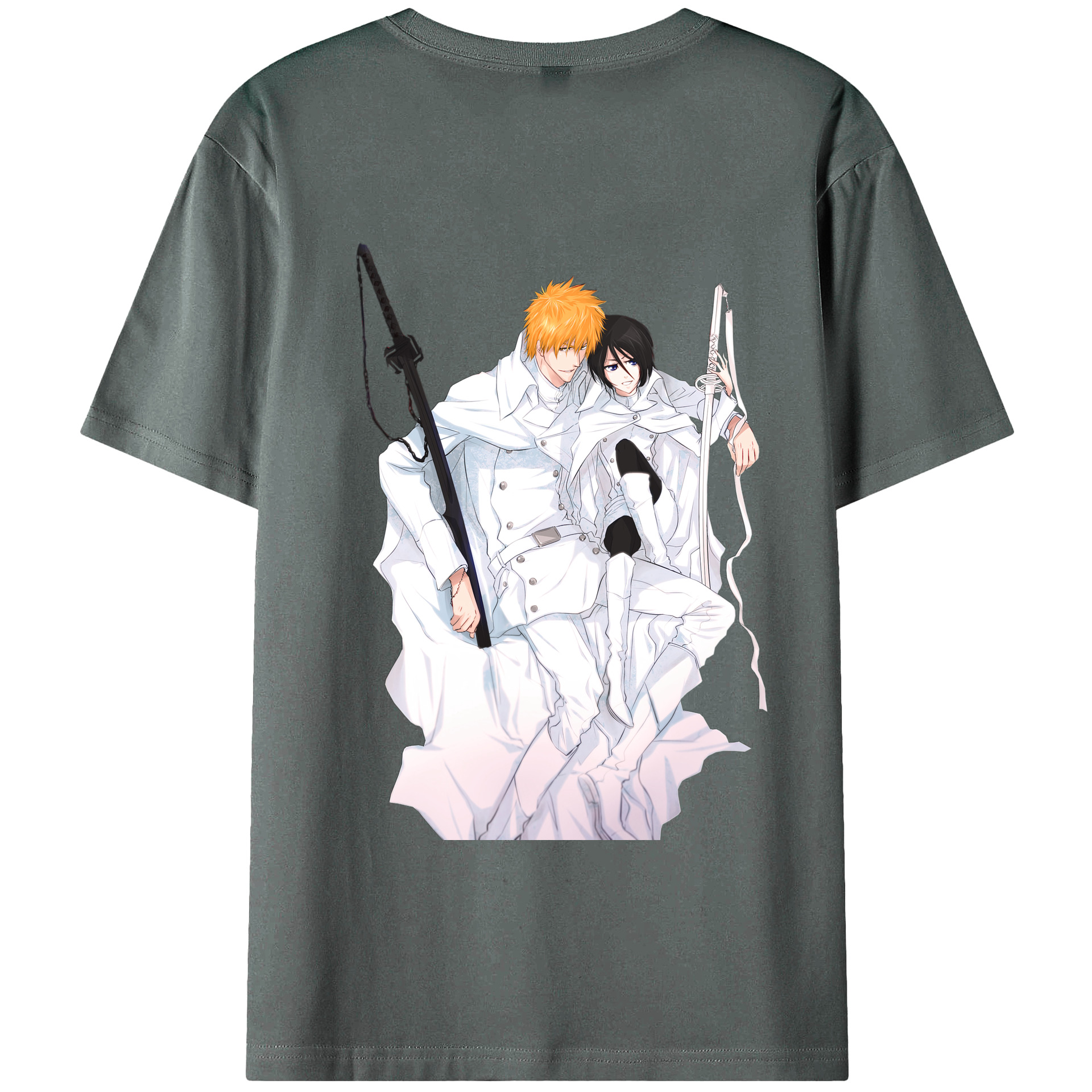 （画像用） ブリーチ 黒崎一護（くろさき いちご）BLEACH Kurosaki Ichigo 綿100％ メンズ半袖Tシャツ（バックプリント） 通気性